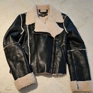 Lucky Girls Shearing Faux Leather Jacket Size L